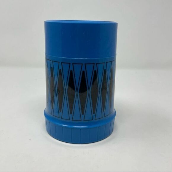 Thermos King-Seeley Blue Black Diamond Harlequin Pattern Plastic USA Vintage - Picture 2 of 7
